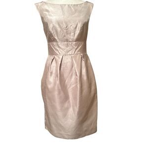 Jenny Yoo Elegant Sleeveless Dress Size 8 Mini Length Gold Satin Pockets